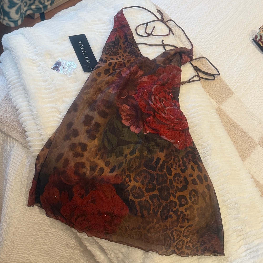White Fox Boutique Red and Brown Mini Dress